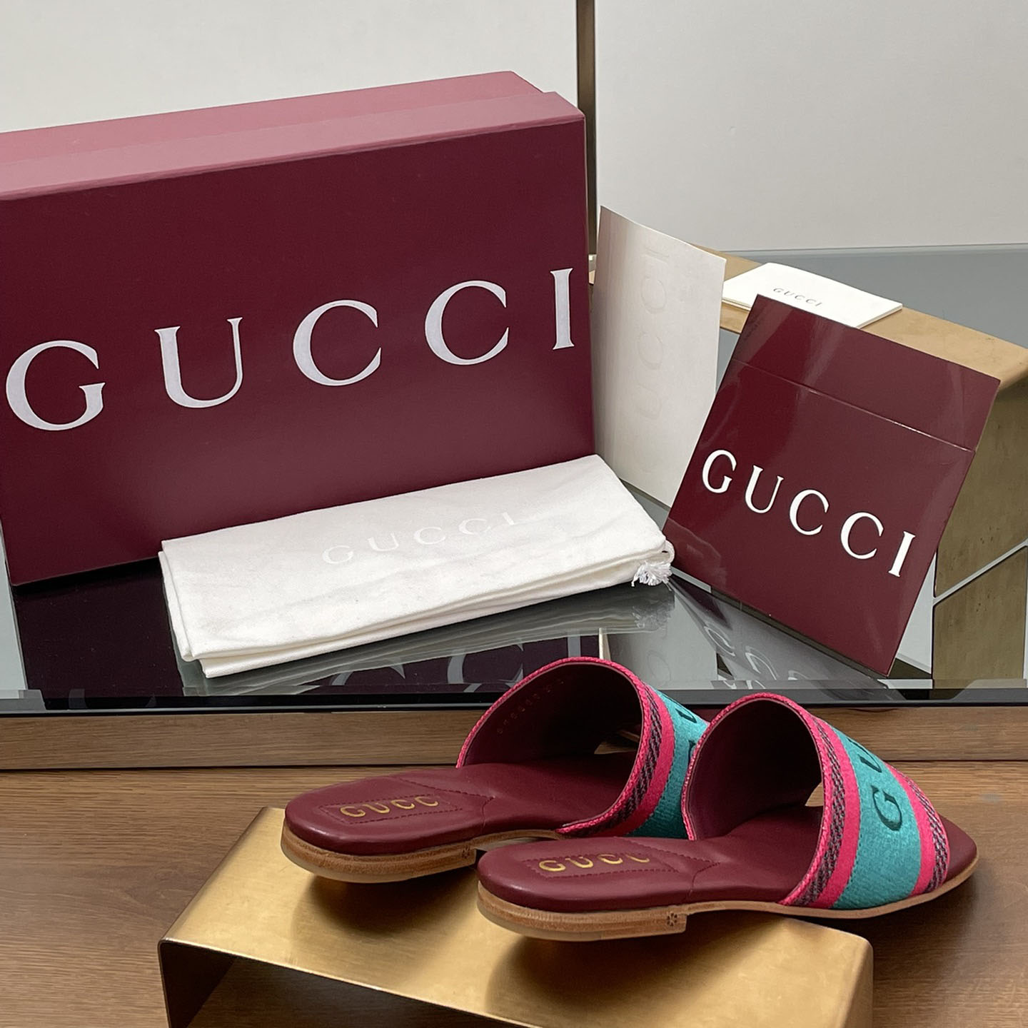Gucci Women's Slide Sandal With Web - FashionPlug