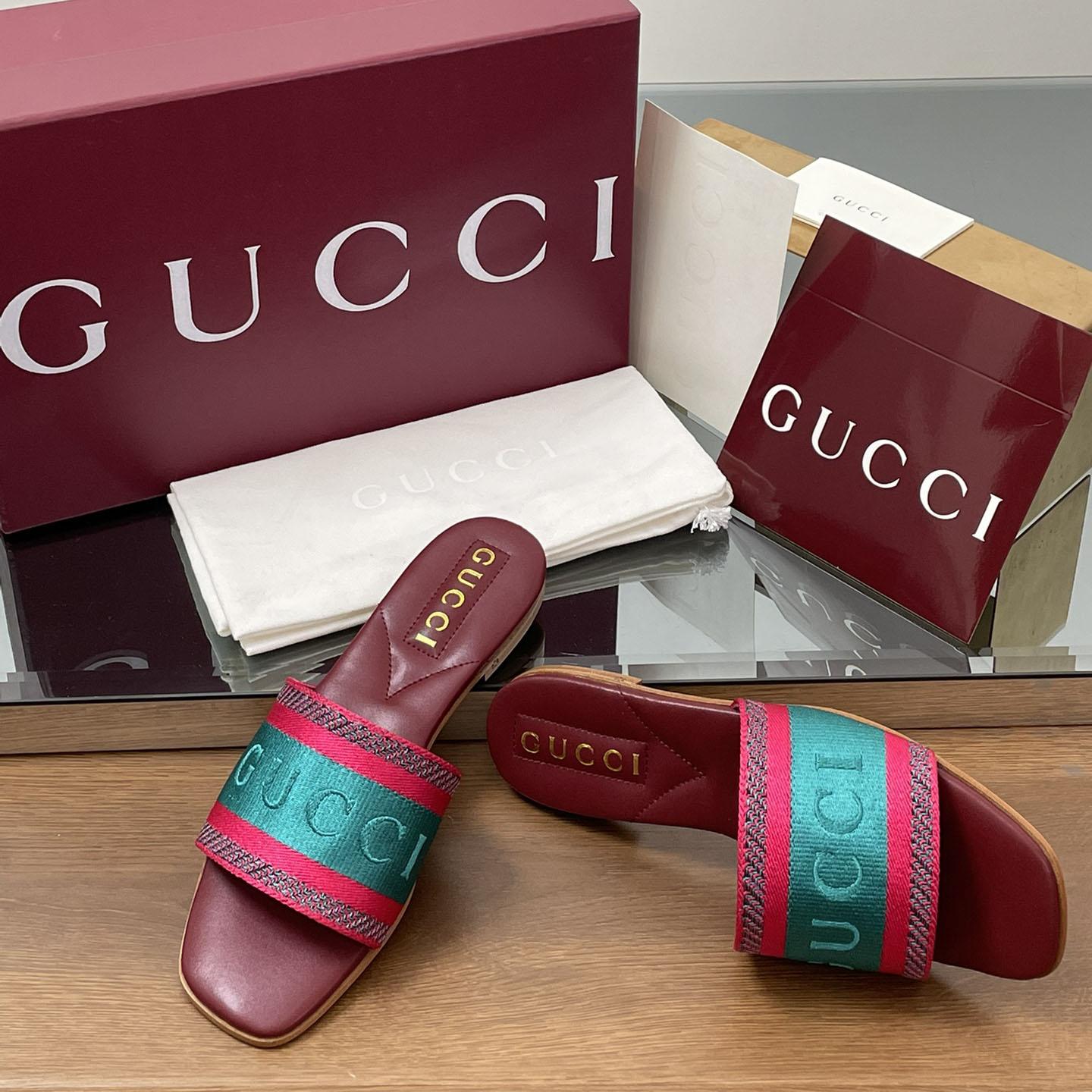 Gucci Women's Slide Sandal With Web - FashionPlug