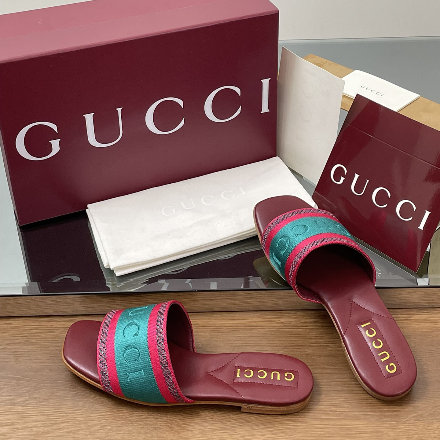 Gucci Women's Slide Sandal With Web - FashionPlug