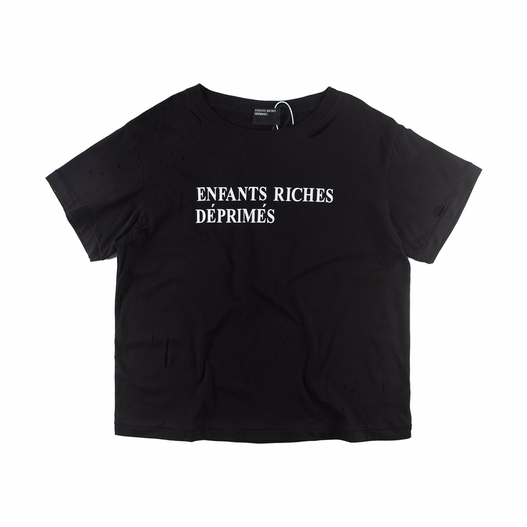 Enfants Riches Déprimés Cropped Distressed Logo-Print Cotton-Jersey - FashionPlug