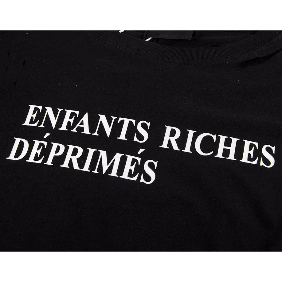 Enfants Riches Déprimés Cropped Distressed Logo-Print Cotton-Jersey - FashionPlug