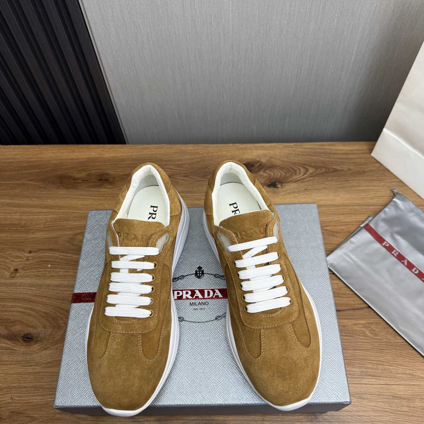 Prada America's Cup Suede Sneakers - FashionPlug