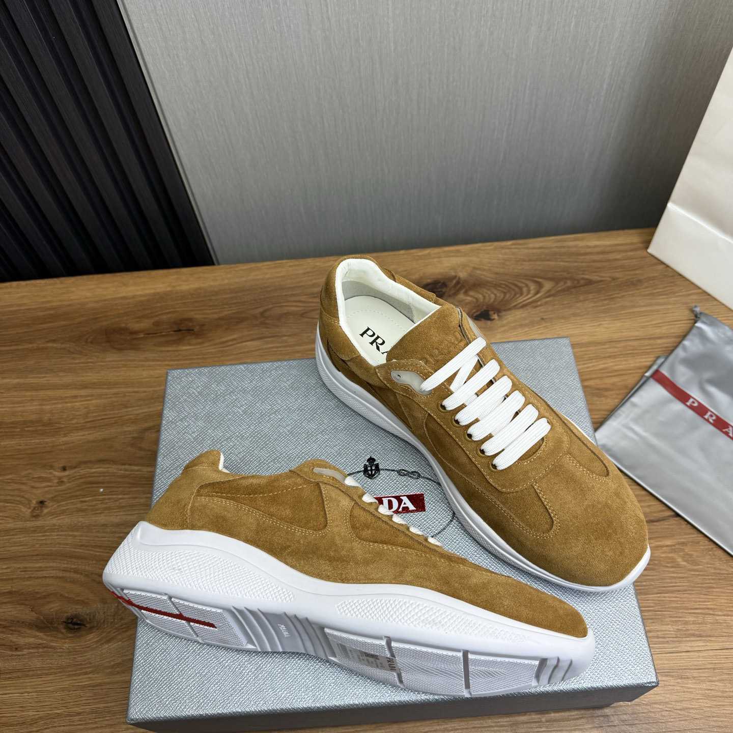 Prada America's Cup Suede Sneakers - FashionPlug
