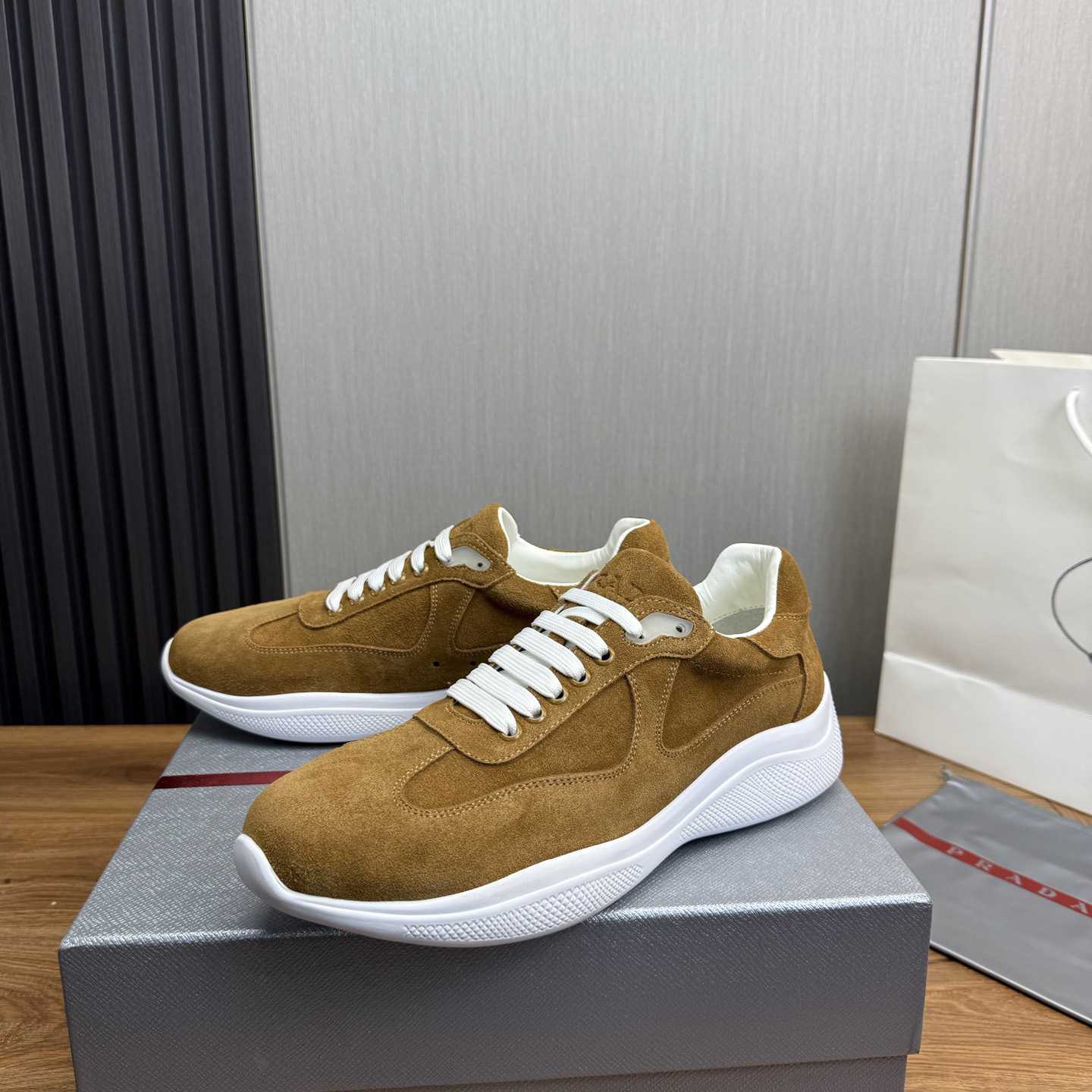 Prada America's Cup Suede Sneakers - FashionPlug