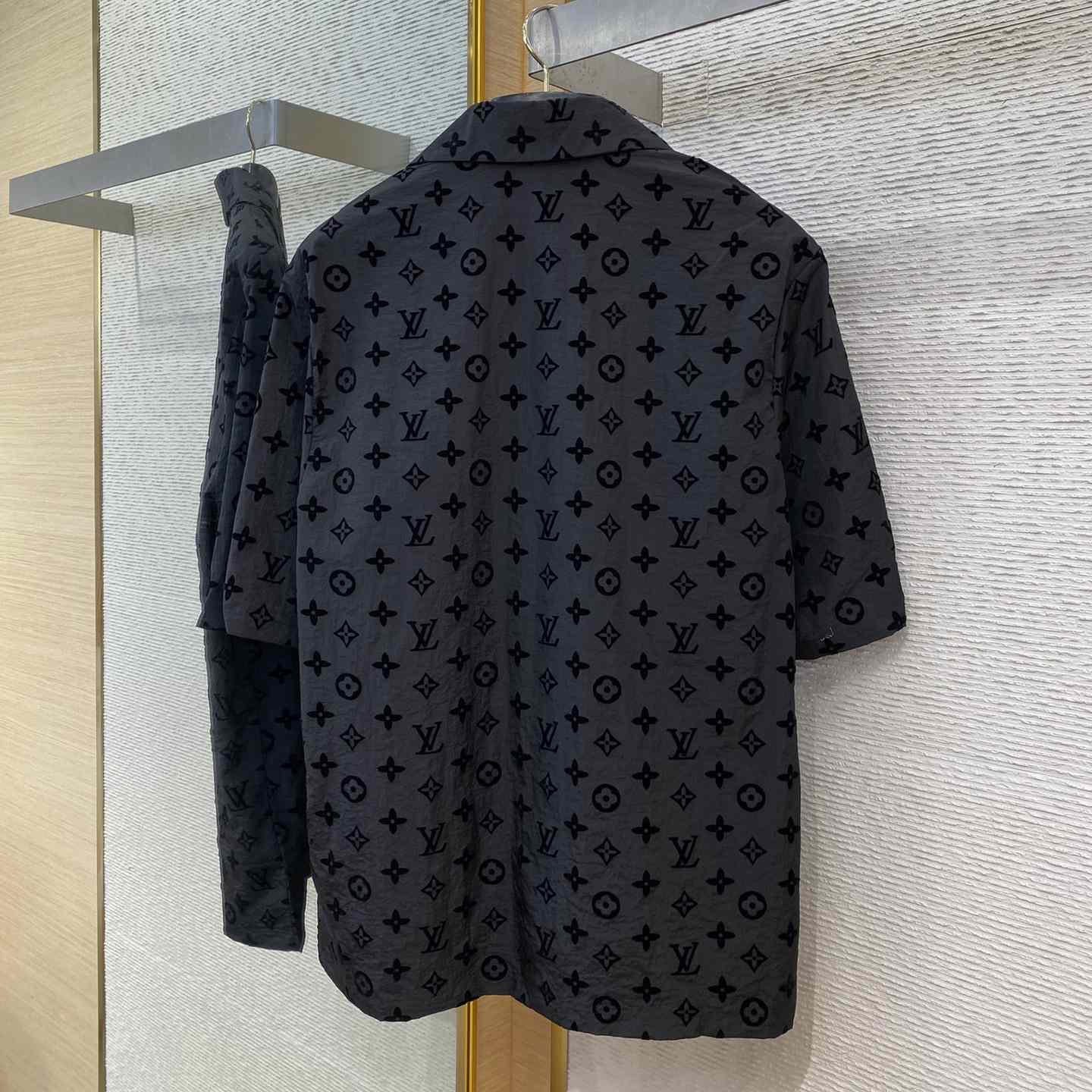 Louis Vuitton Flocked  Monogram Short-Sleeved Shirt - FashionPlug