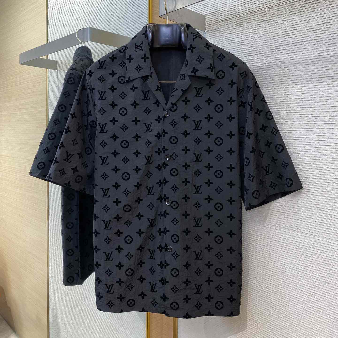Louis Vuitton Flocked  Monogram Short-Sleeved Shirt - FashionPlug