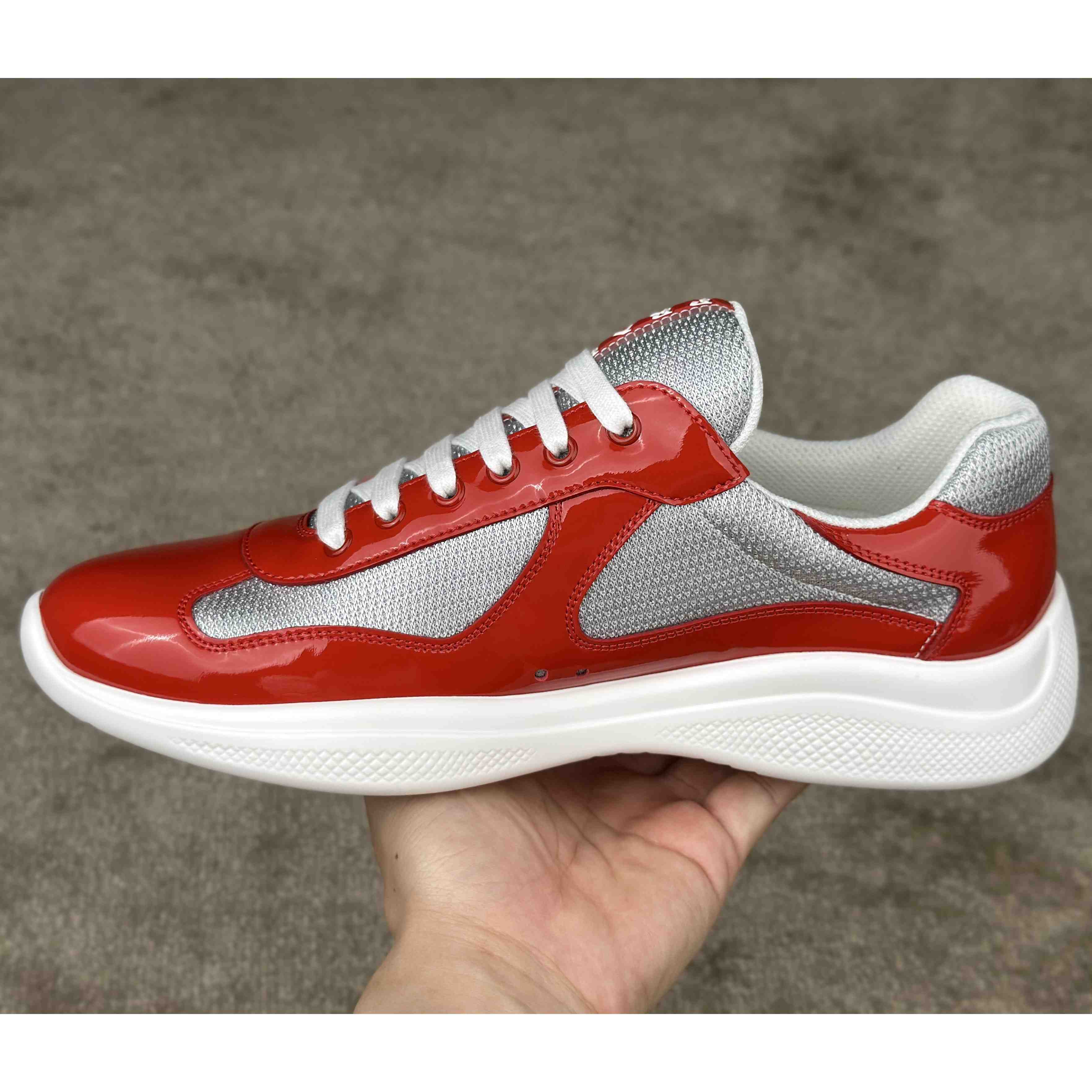 Prada Patent Leather And Technical Fabric Prada America's Cup Sneakers - FashionPlug