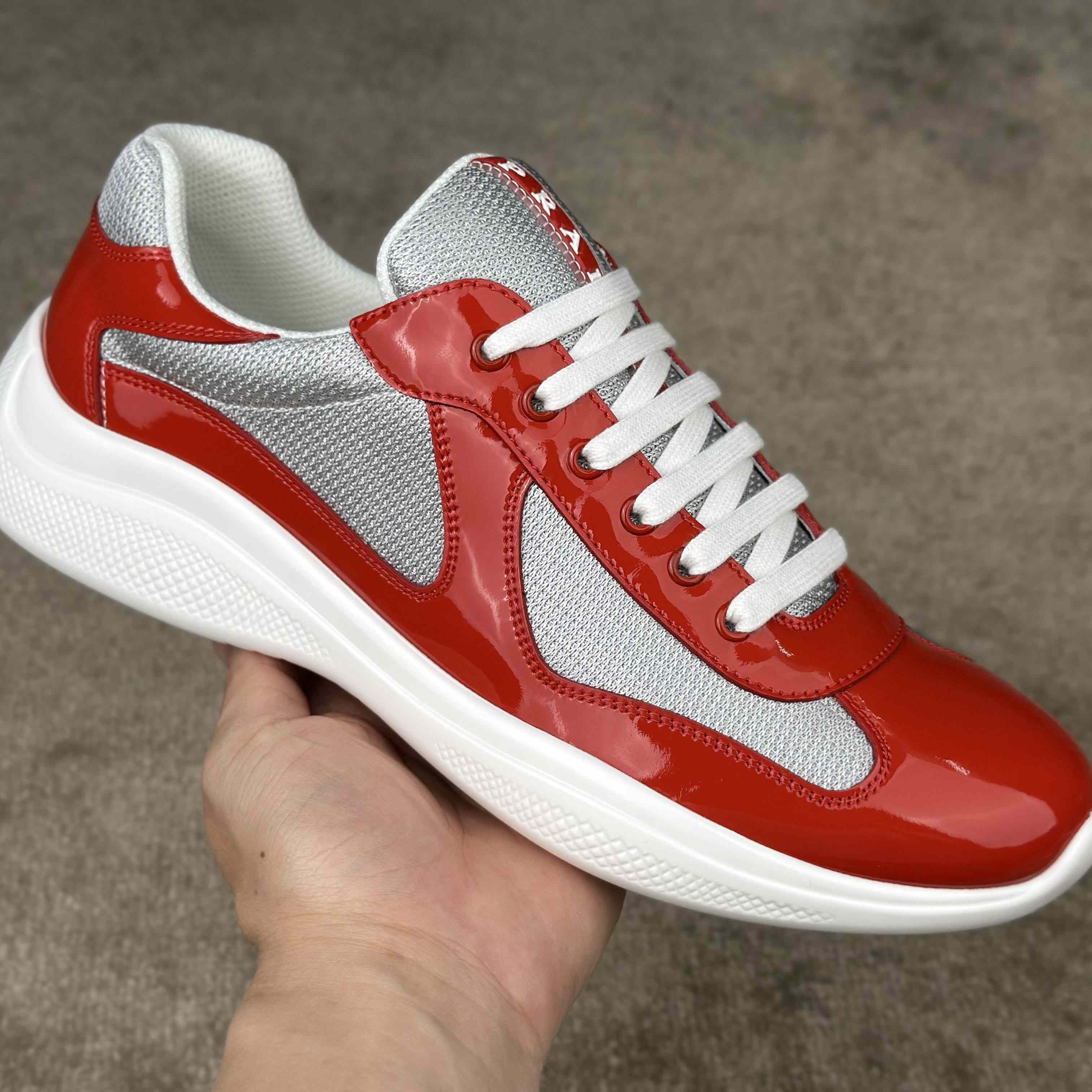 Prada Patent Leather And Technical Fabric Prada America's Cup Sneakers - FashionPlug