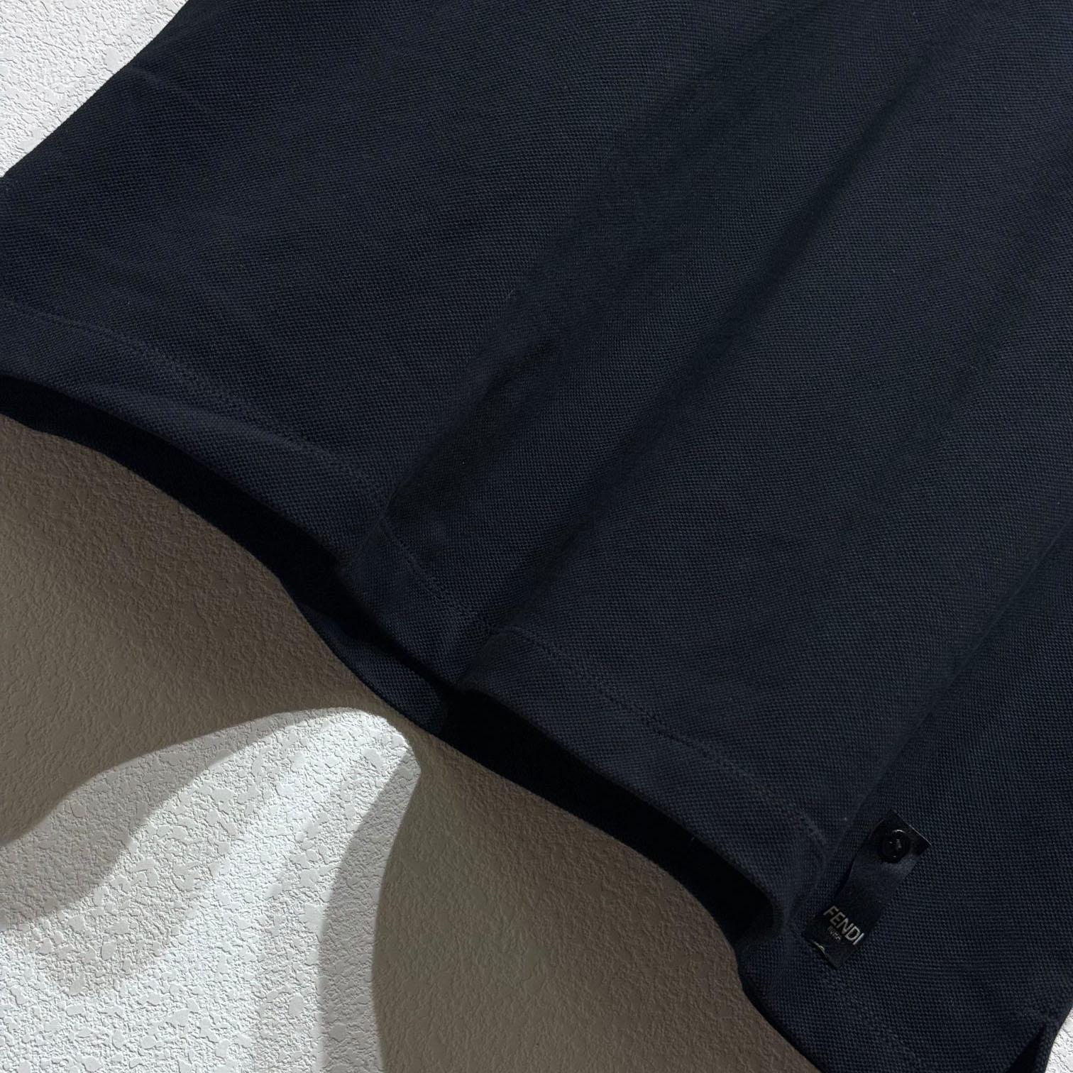 Fendi Black Cotton Polo Shirt - FashionPlug