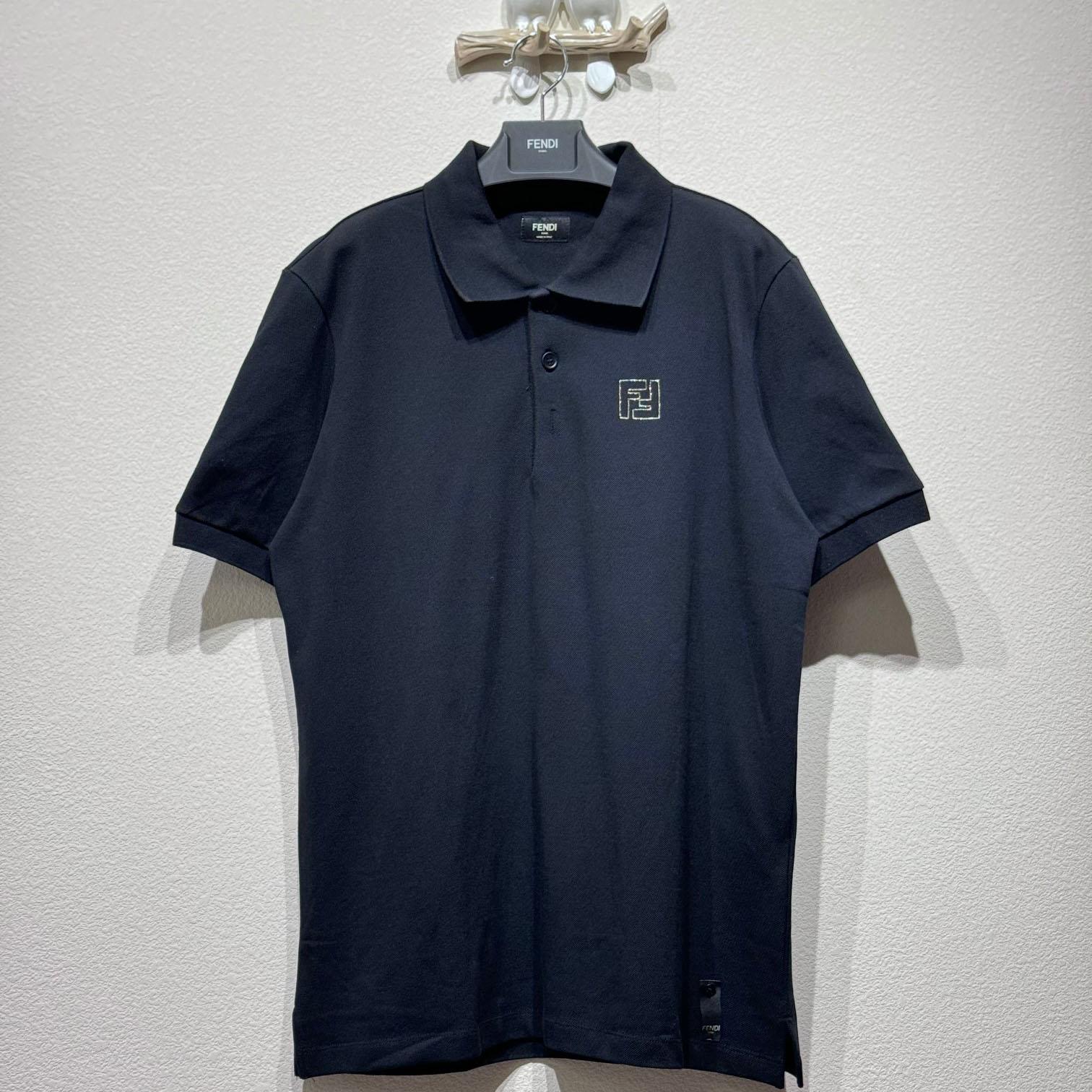 Fendi Black Cotton Polo Shirt - FashionPlug