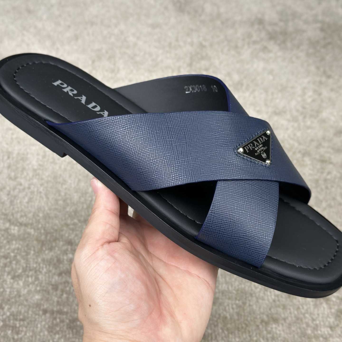 Prada Crisscross Leather Slides - FashionPlug