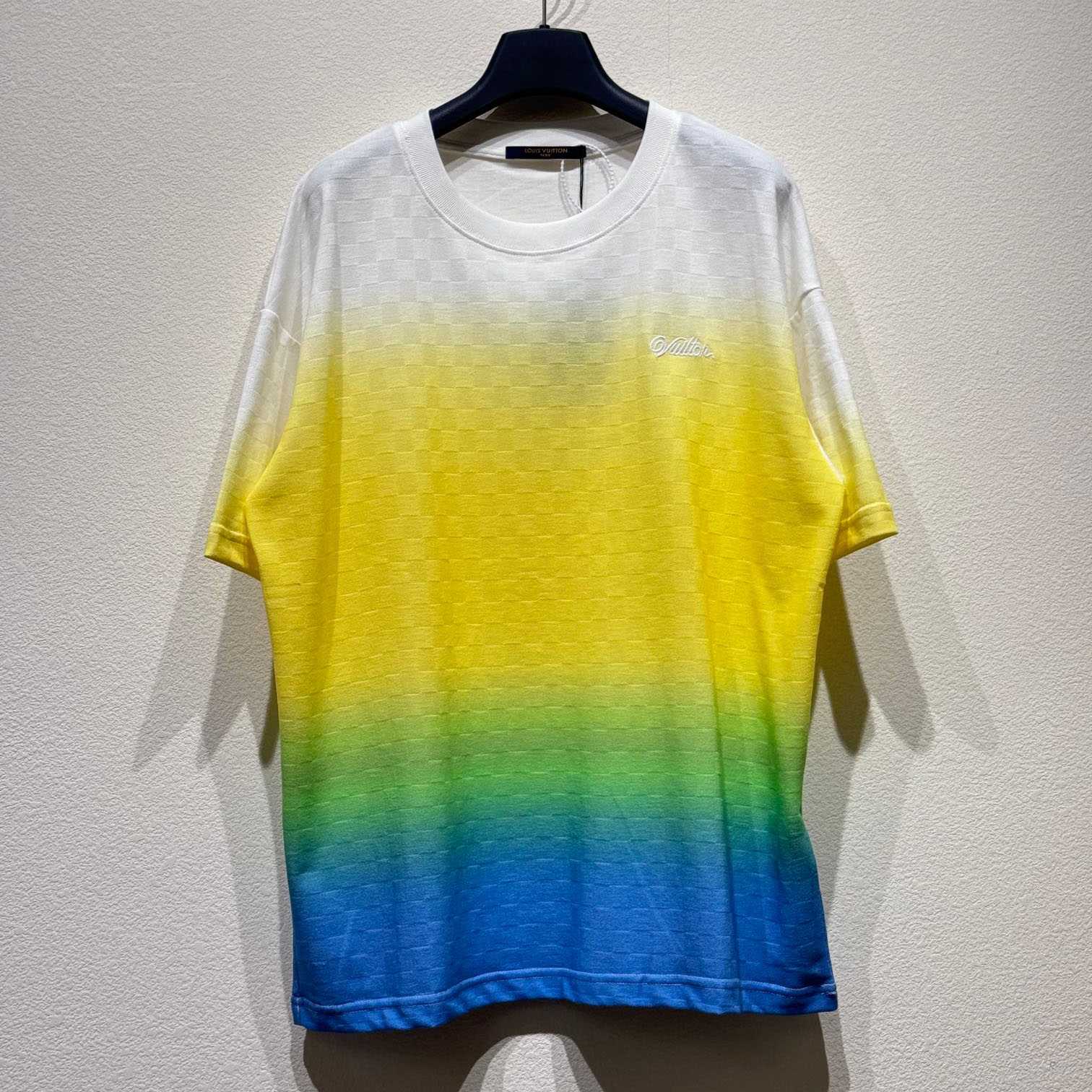 Louis Vuitton Damier Gradient Jacquard Cotton T-Shirt   - FashionPlug