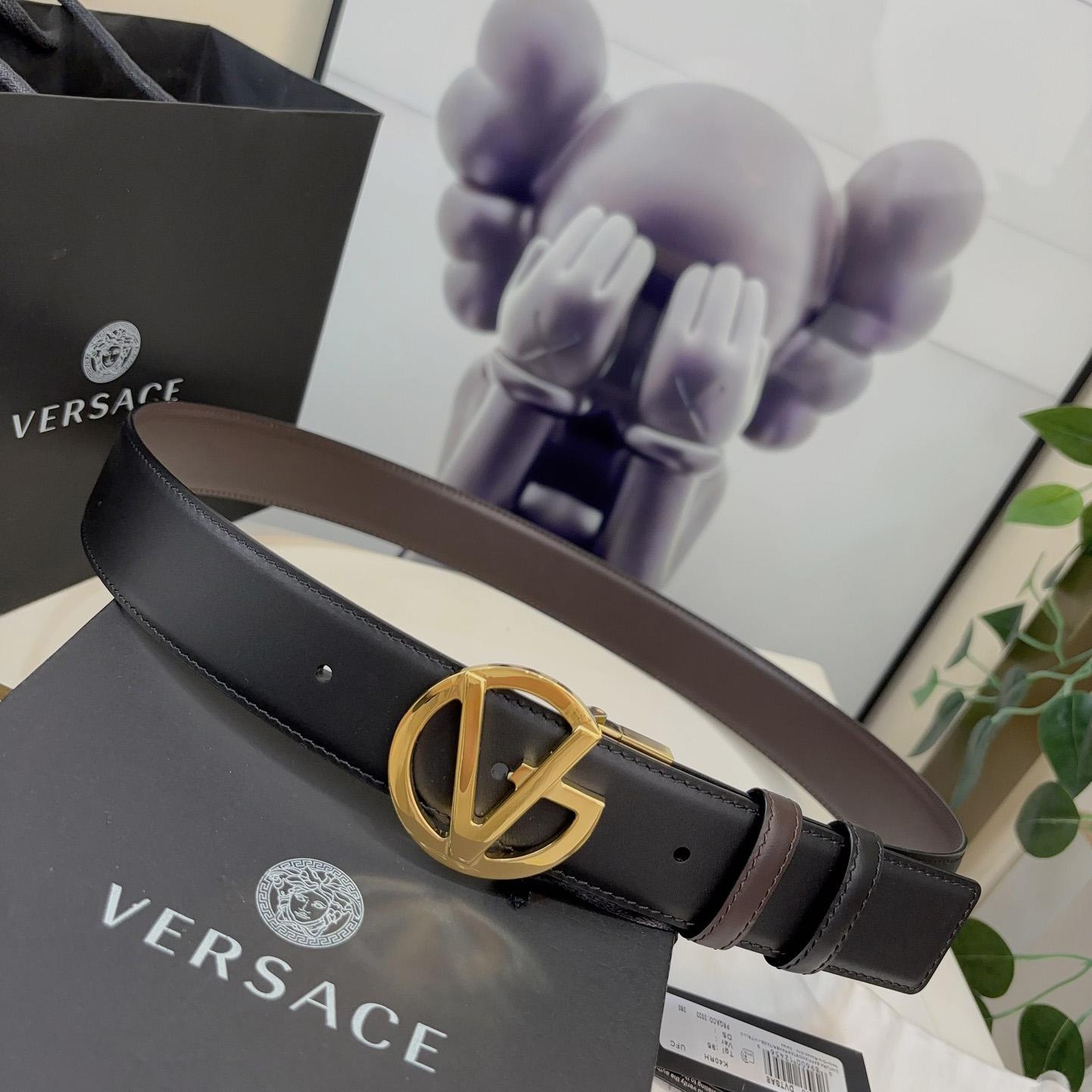 Versace Leather Belt   40mm - FashionPlug