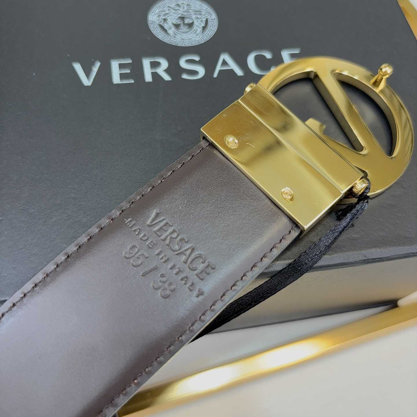 Versace Leather Belt   40mm - FashionPlug