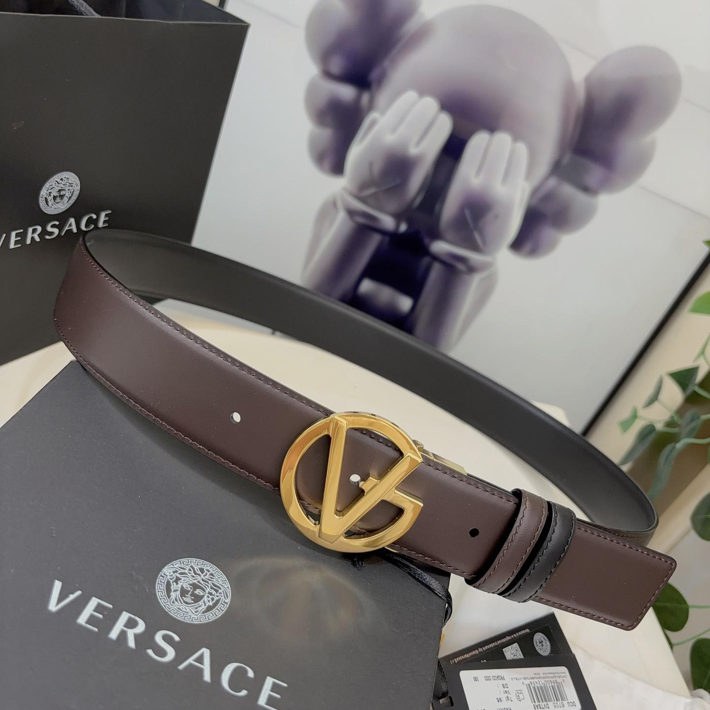 Versace Leather Belt   40mm - FashionPlug
