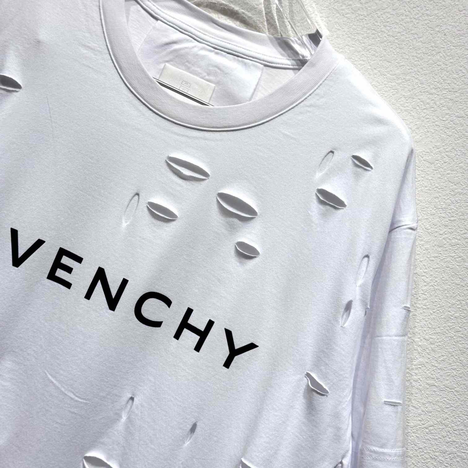 Givenchy White Destroyed T-Shirt  - FashionPlug