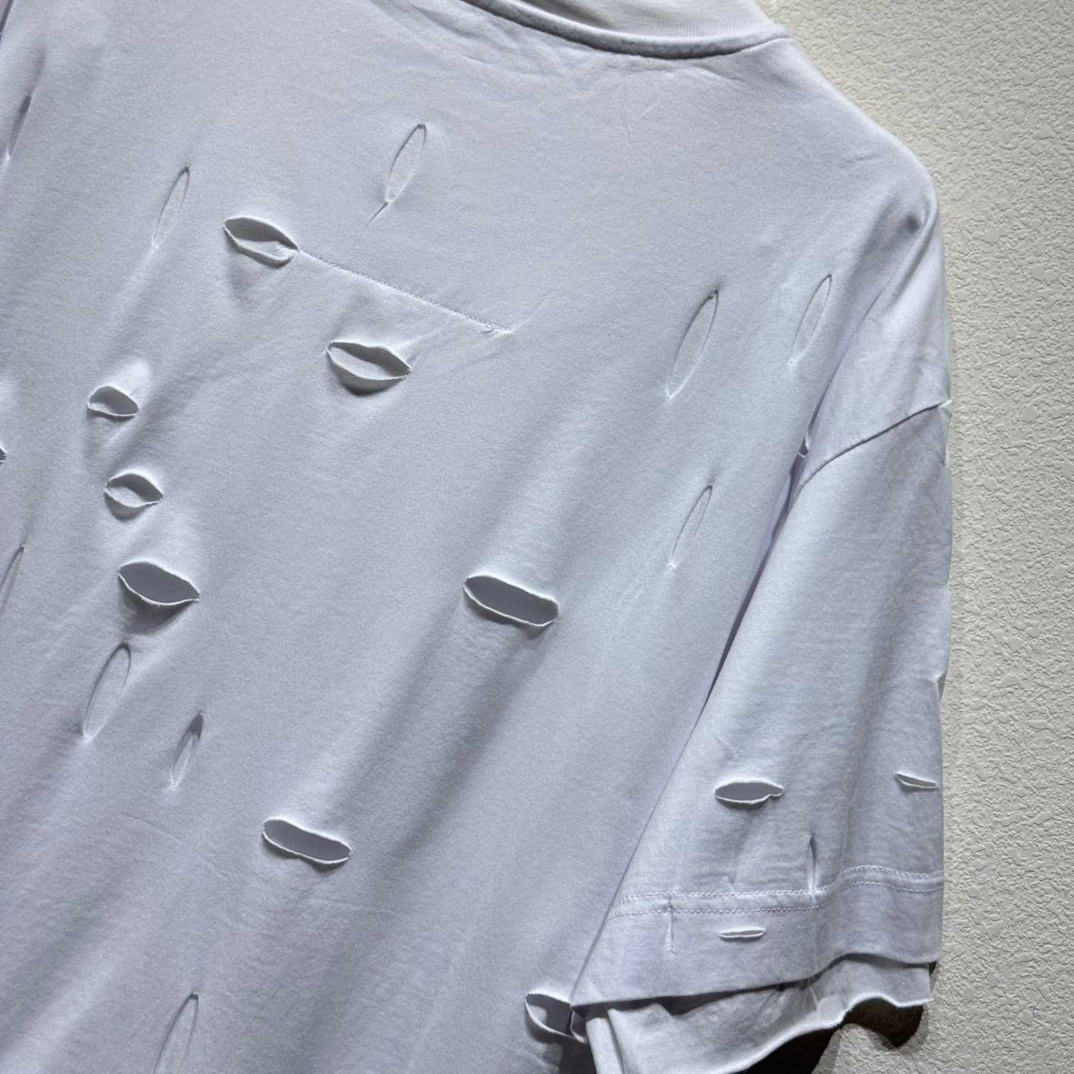 Givenchy White Destroyed T-Shirt  - FashionPlug