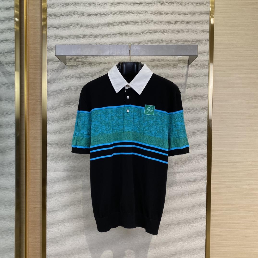 Louis Vuitton Iridescent Jacquard Short-Sleeved Polo   1AGTM - FashionPlug