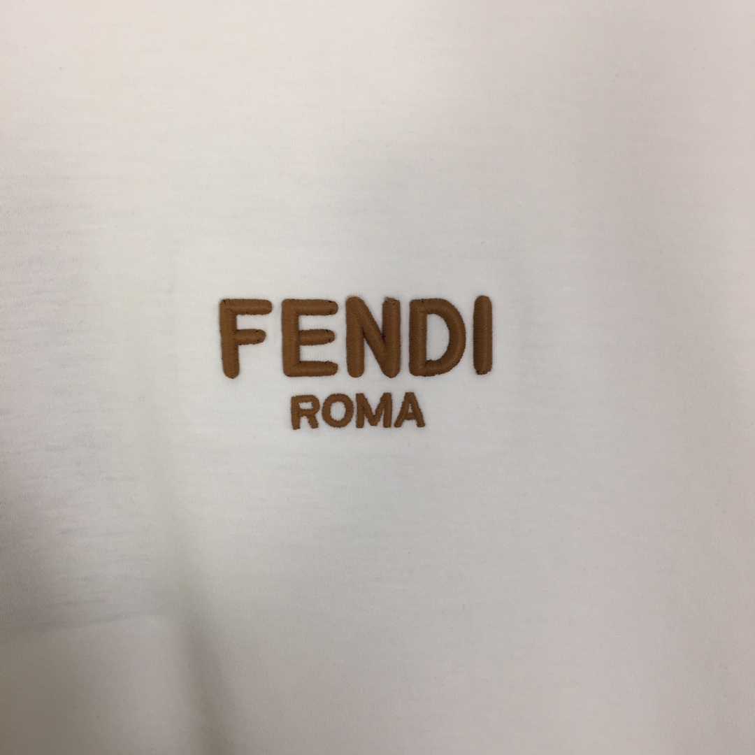 Fendi Cotton Jersey T-shirt With Embroidery - FashionPlug