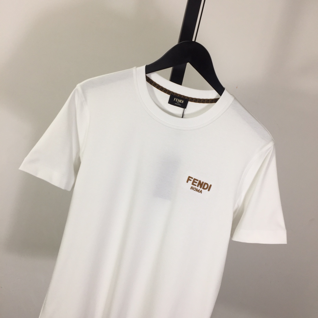 Fendi Cotton Jersey T-shirt With Embroidery - FashionPlug