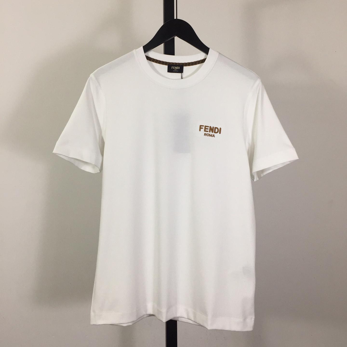 Fendi Cotton Jersey T-shirt With Embroidery - FashionPlug