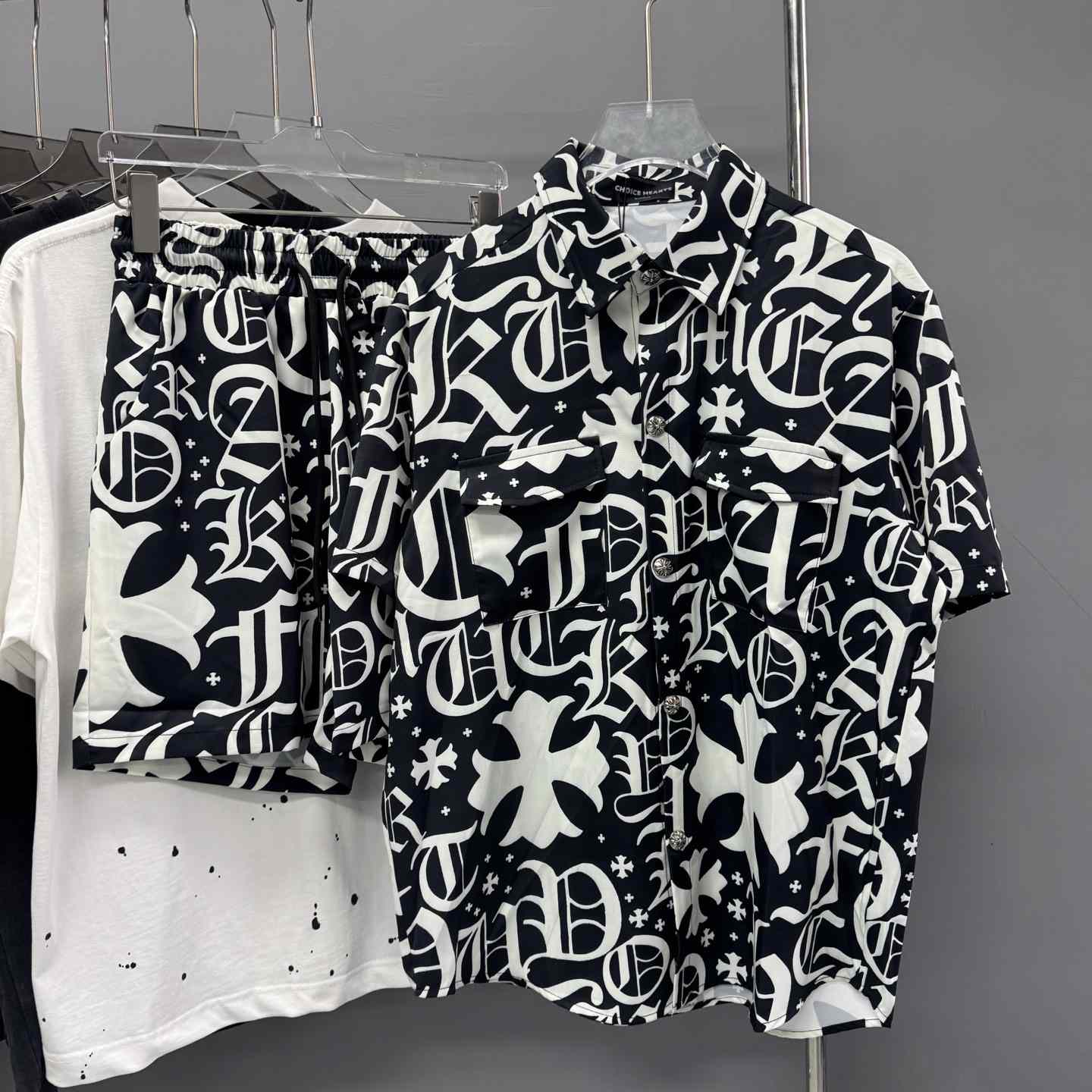 Chrome Heart Shirt & Shorts - FashionPlug