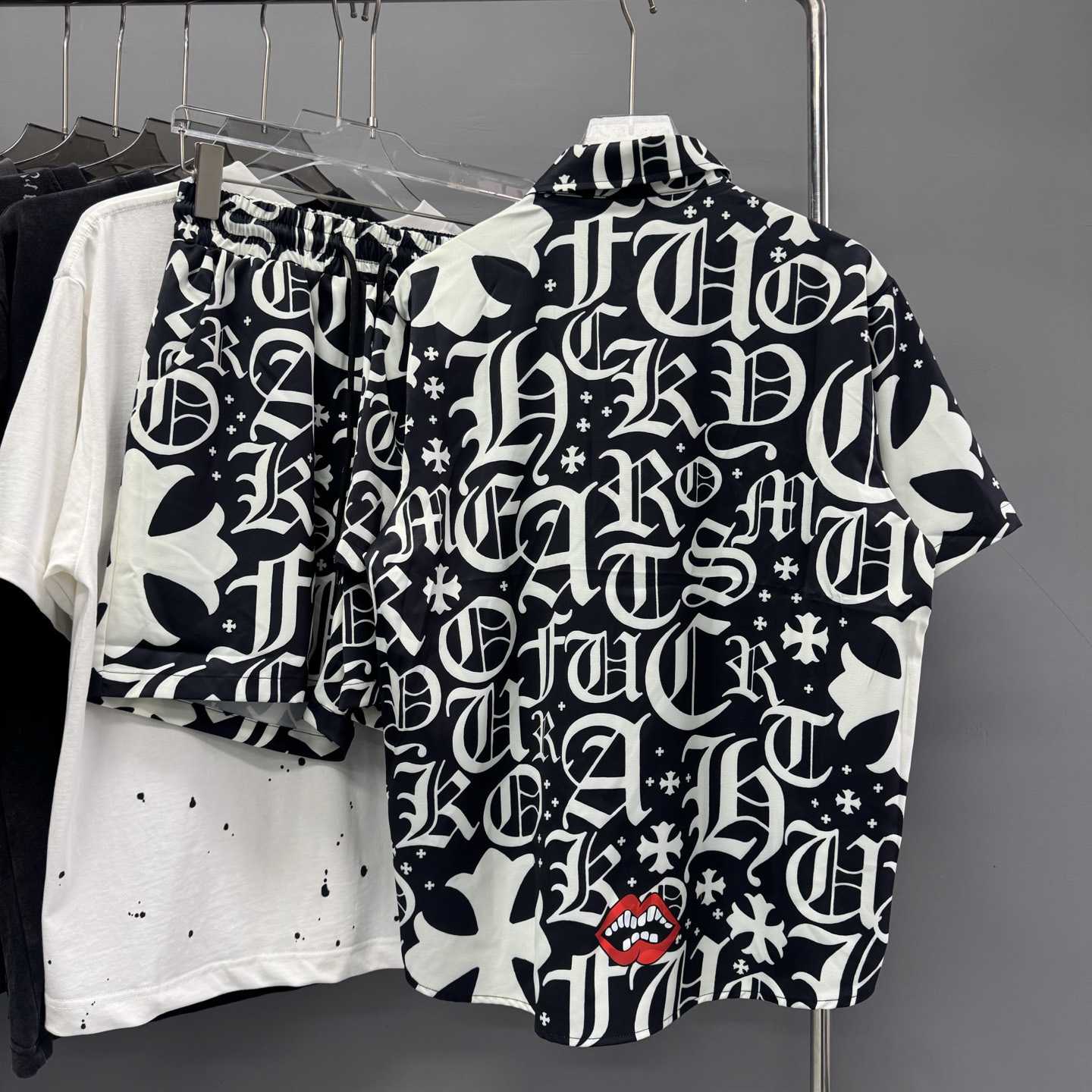 Chrome Heart Shirt & Shorts - FashionPlug