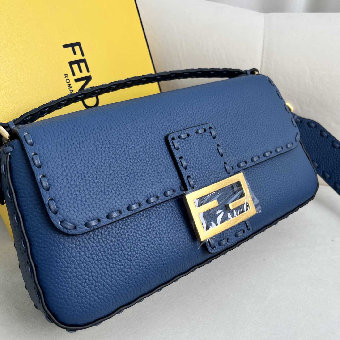 Fendi Baguette Selleria Blue - FashionPlug