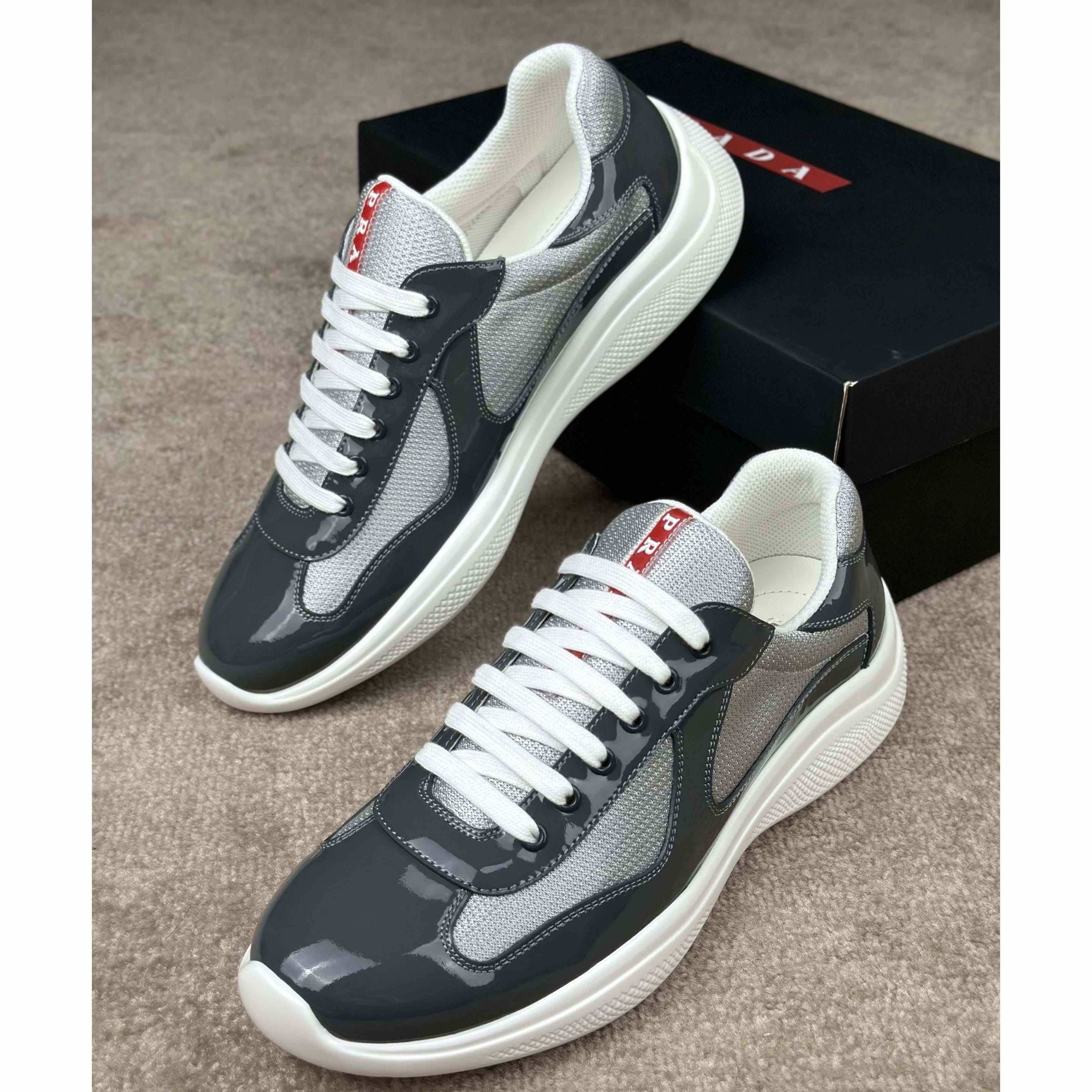 Prada Patent leather And Technical Fabric Prada America's Cup Sneakers - FashionPlug