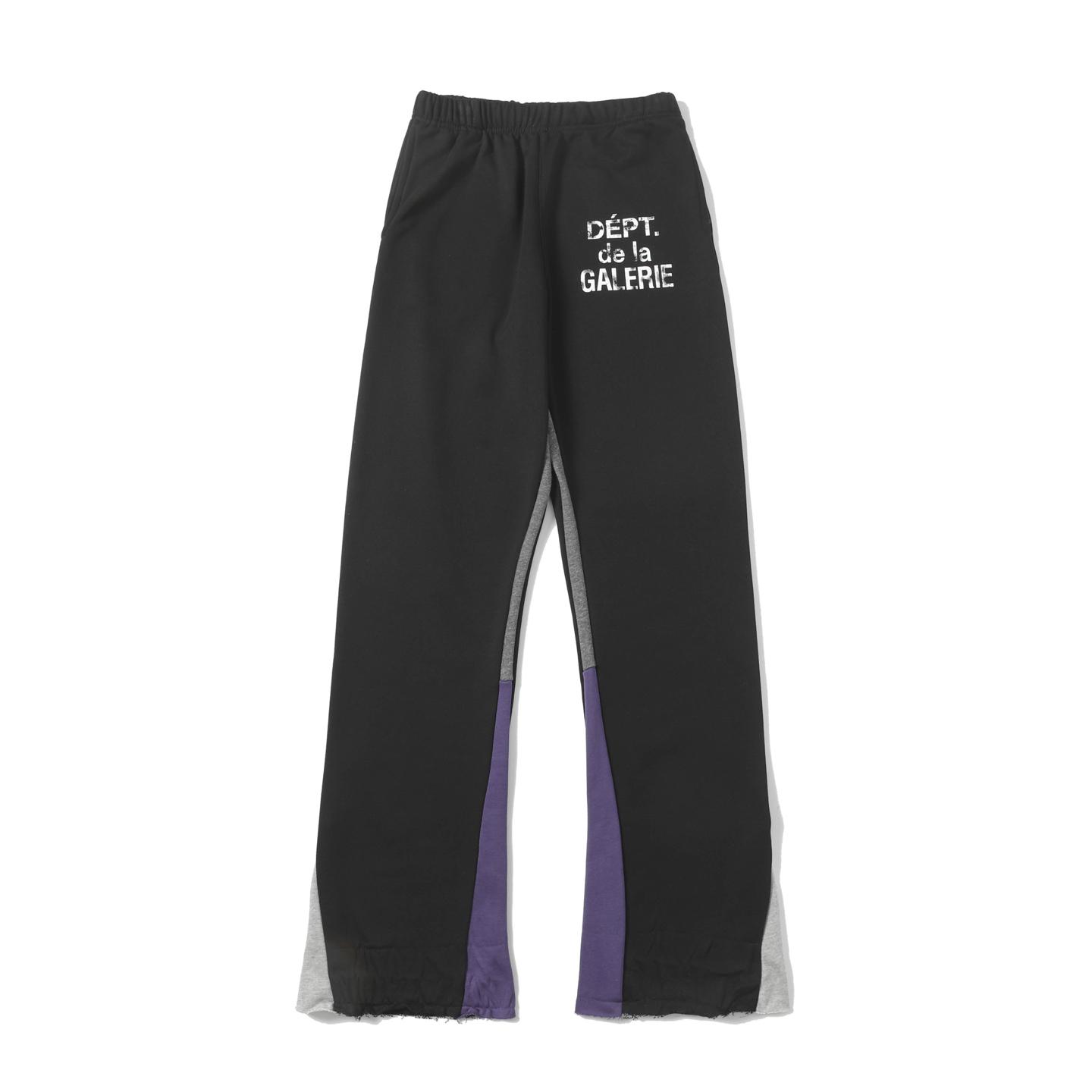Gallery Dept. Flared Denim-Panelled Logo-Print Cotton-Jersey Sweatpants - FashionPlug