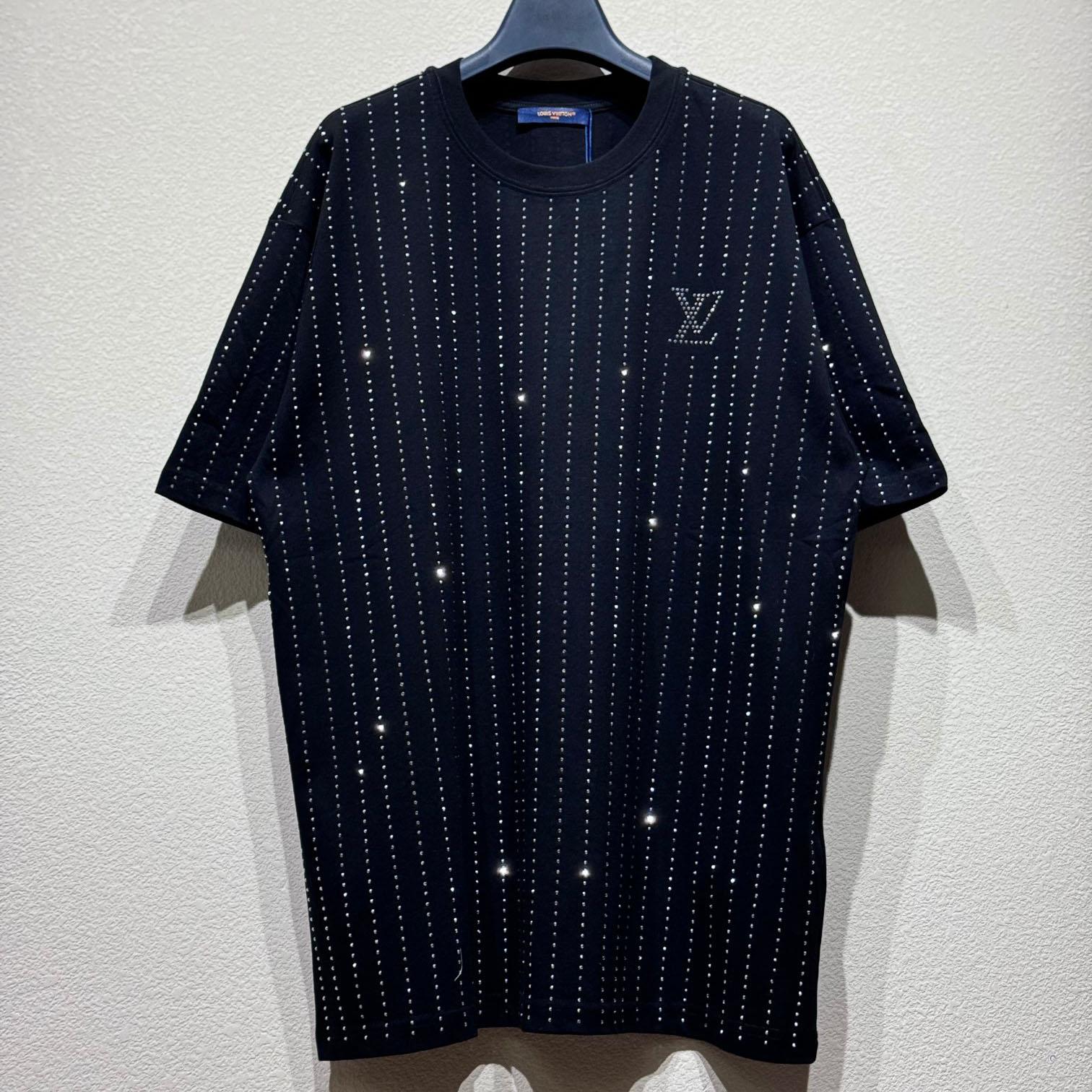 Louis Vuitton Crystal Embellished Cotton T-Shirt   1AFYDU - FashionPlug