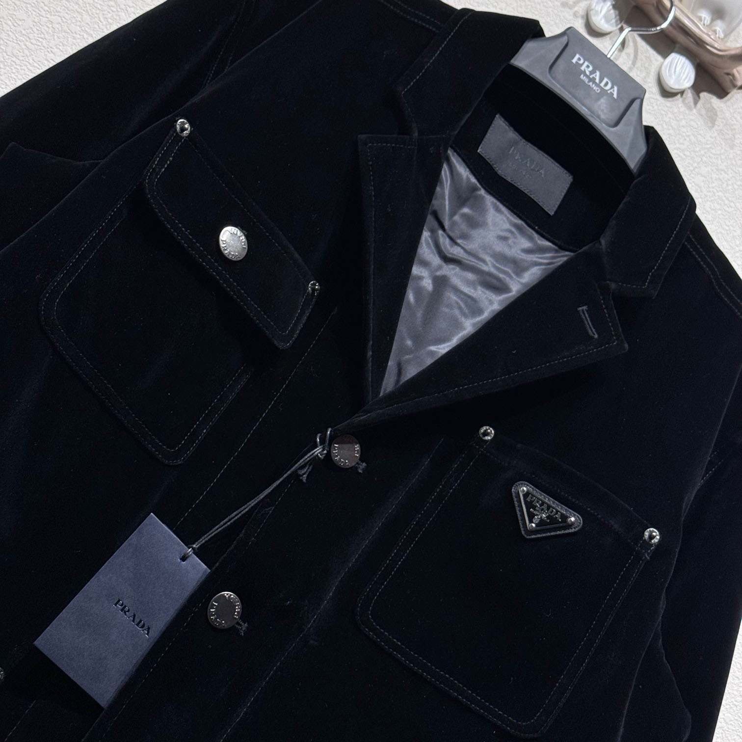 Prada Blouson In Velvet Denim - FashionPlug