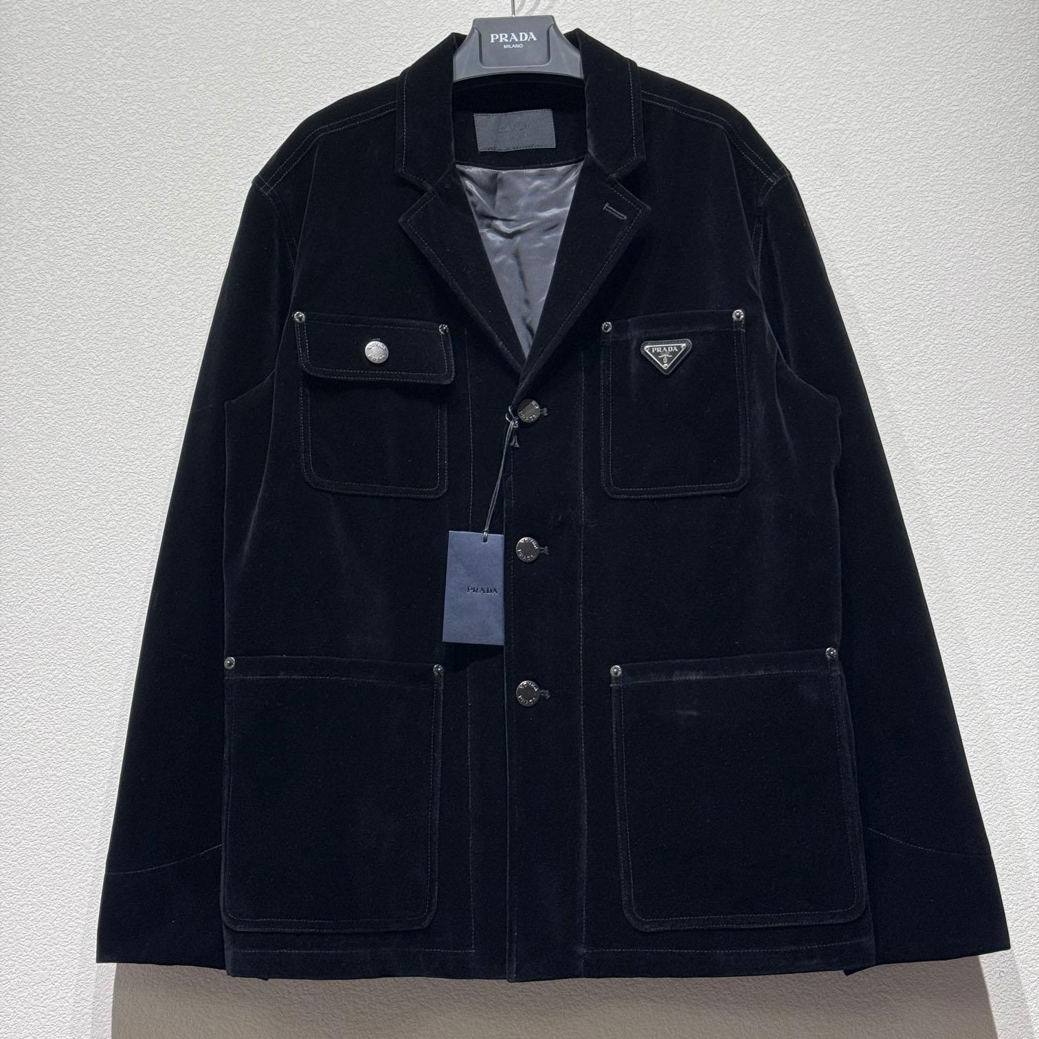 Prada Blouson In Velvet Denim - FashionPlug