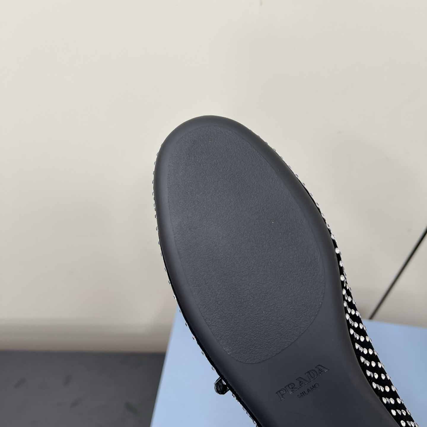 Prada Suede Ballerinas With Crystals - FashionPlug