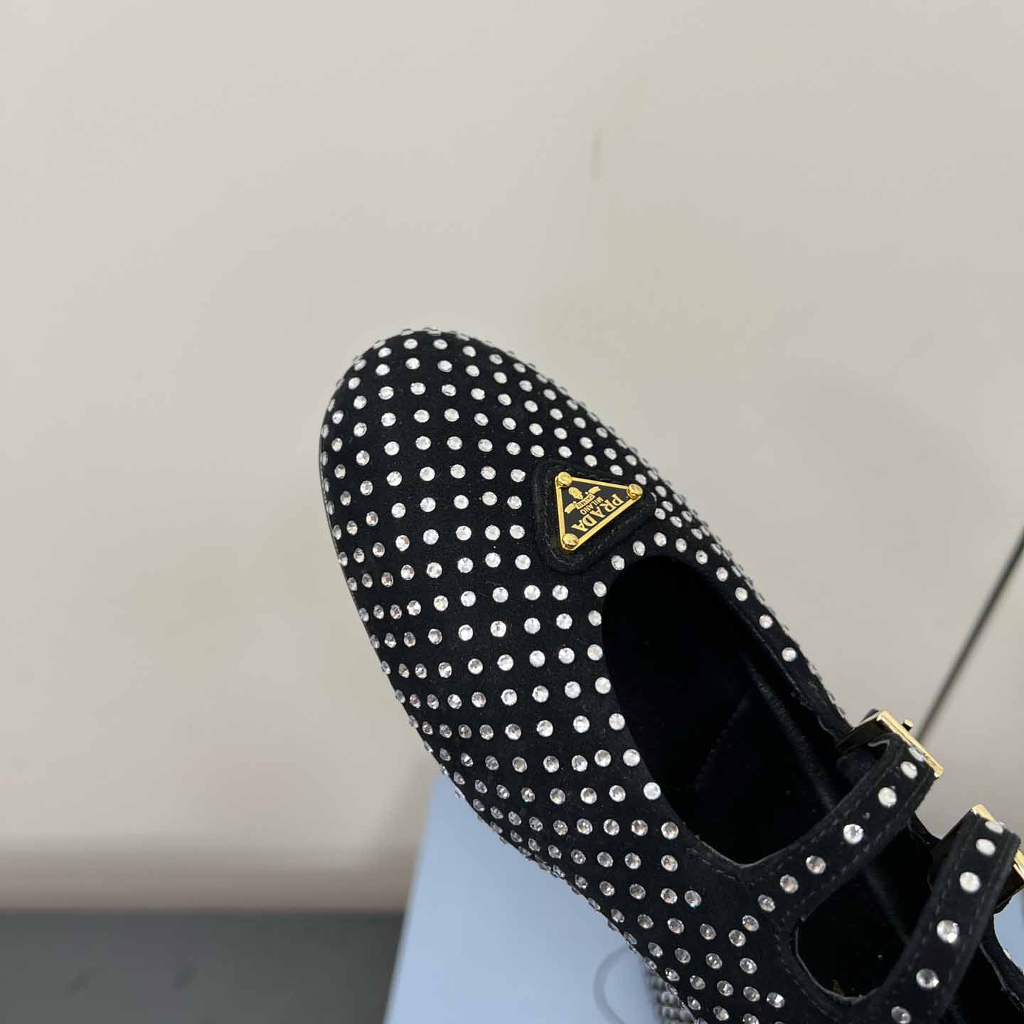 Prada Suede Ballerinas With Crystals - FashionPlug