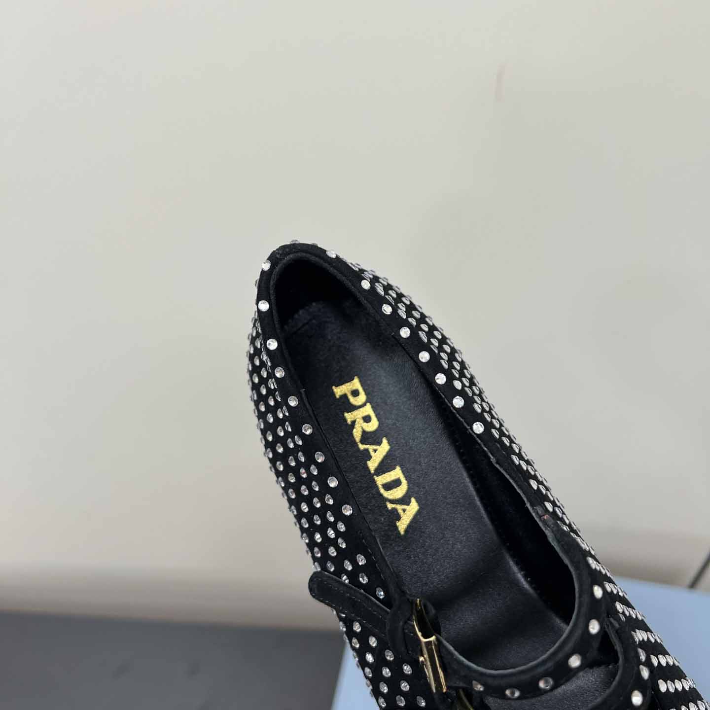 Prada Suede Ballerinas With Crystals - FashionPlug