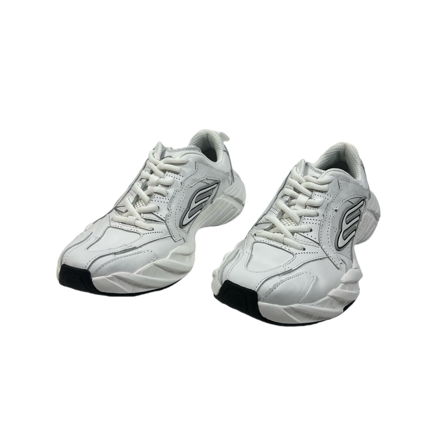 Balenciaga Monday Shoe In White,black And Grey Cowskin And Polyester - FashionPlug