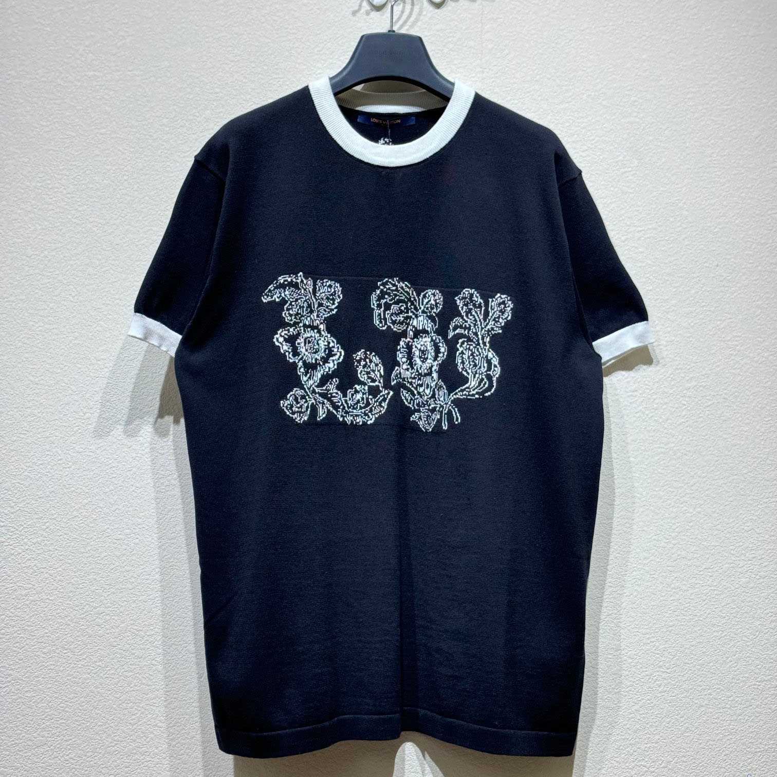 Louis Vuitton Graphic Intarsia Short-Sleeved Cotton Crewneck   - FashionPlug