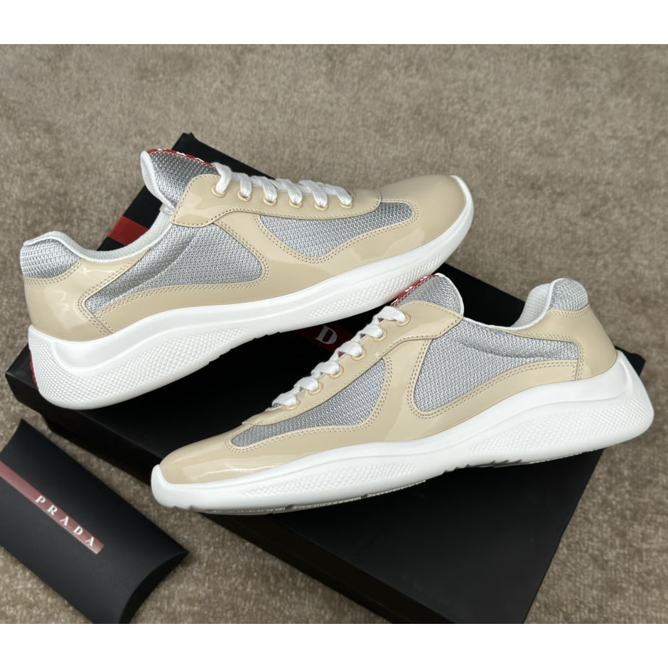 Prada America's Cup Patent Leather And Bike Fabric Sneakers - FashionPlug
