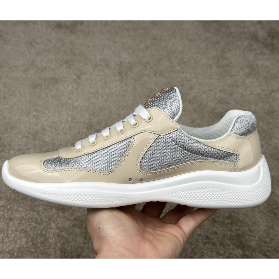 Prada America's Cup Patent Leather And Bike Fabric Sneakers - FashionPlug
