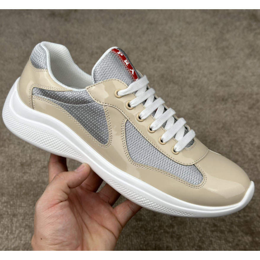 Prada America's Cup Patent Leather And Bike Fabric Sneakers - FashionPlug