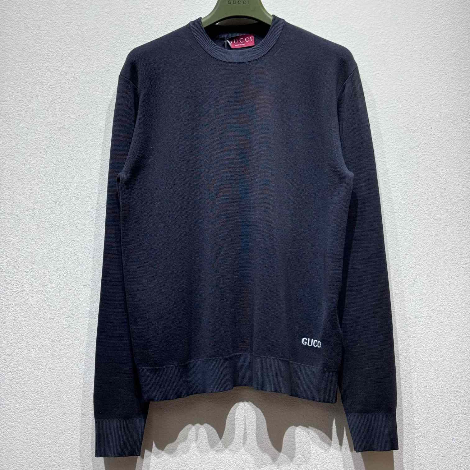 Gucci Silk Cotton Jumper With Intarsia - FashionPlug