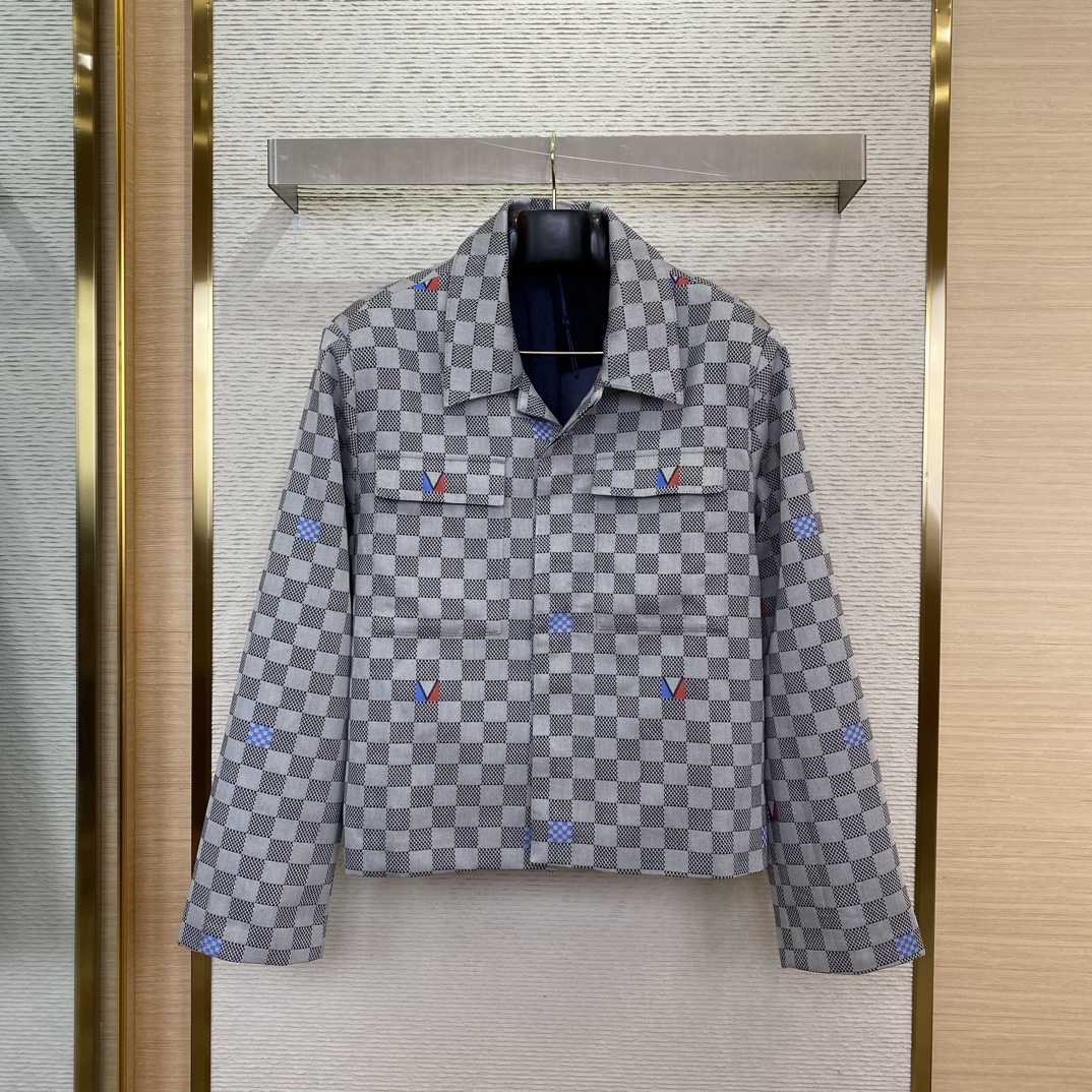 Louis Vuitton Damier Open Collar Cotton Overshirt  1AFVN5 - FashionPlug