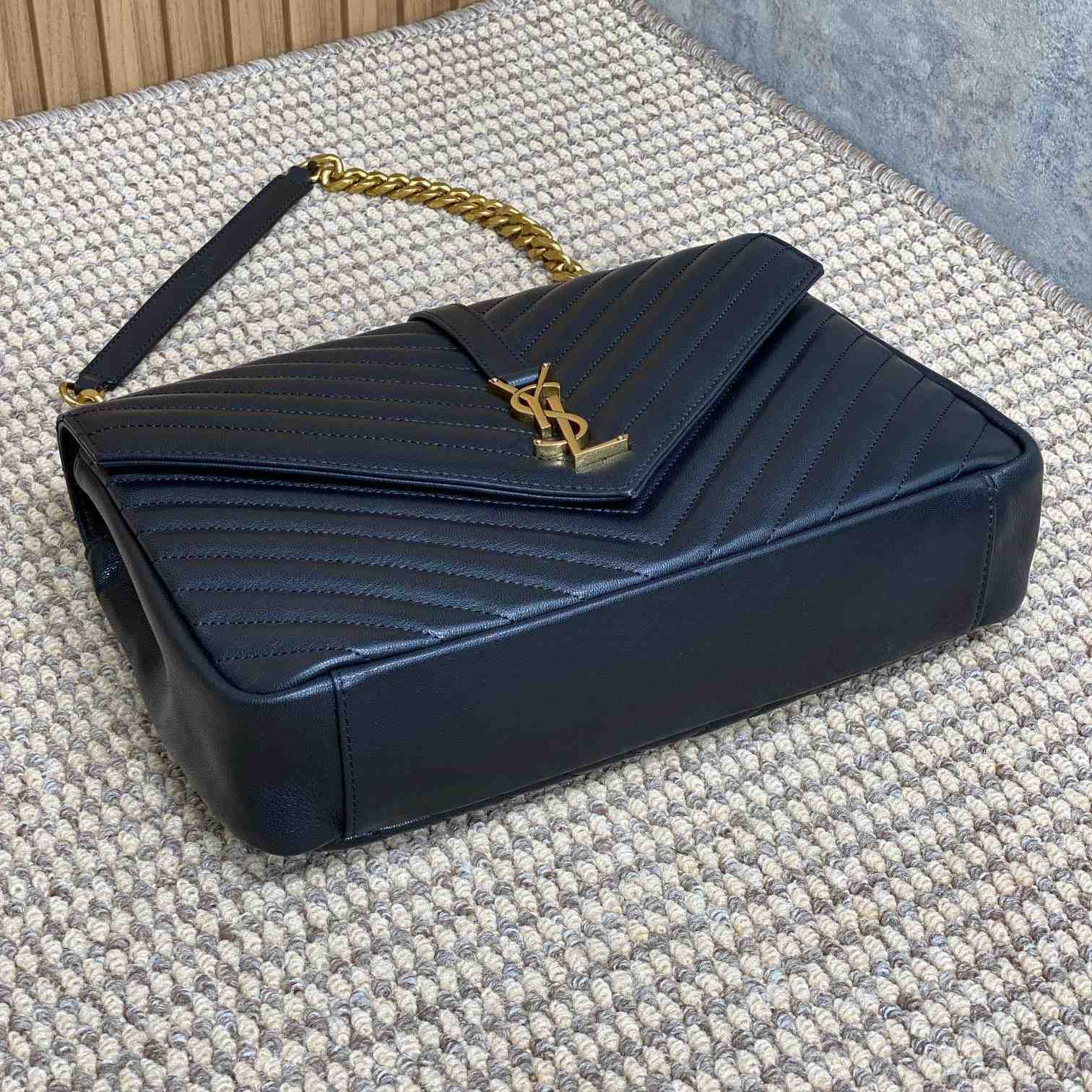 Saint Laurent Black Matelassé Sheepskin Large College Bag  32cm - FashionPlug