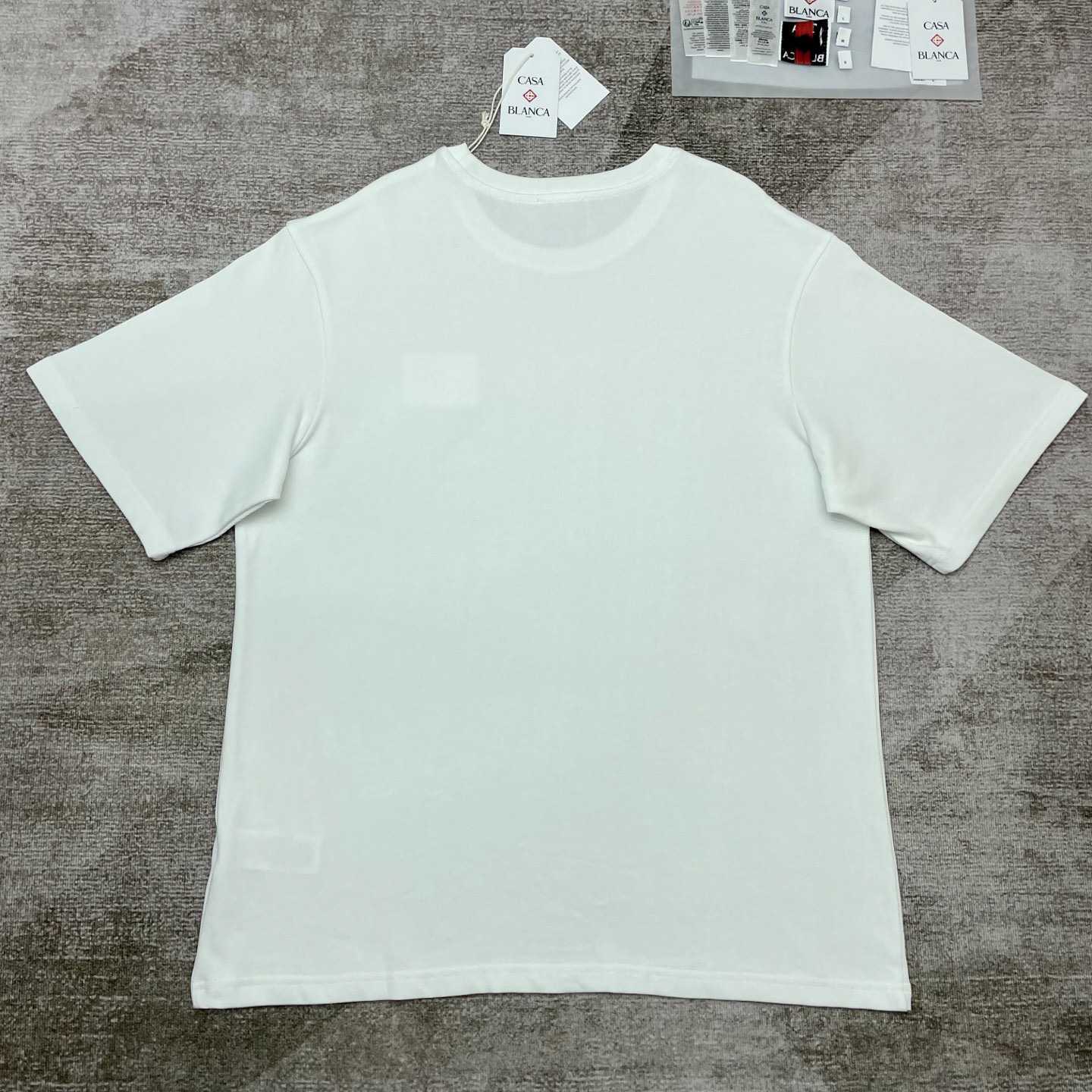 Casablanca White Greek Temple Applique Jersey T-Shirt   C978 - FashionPlug