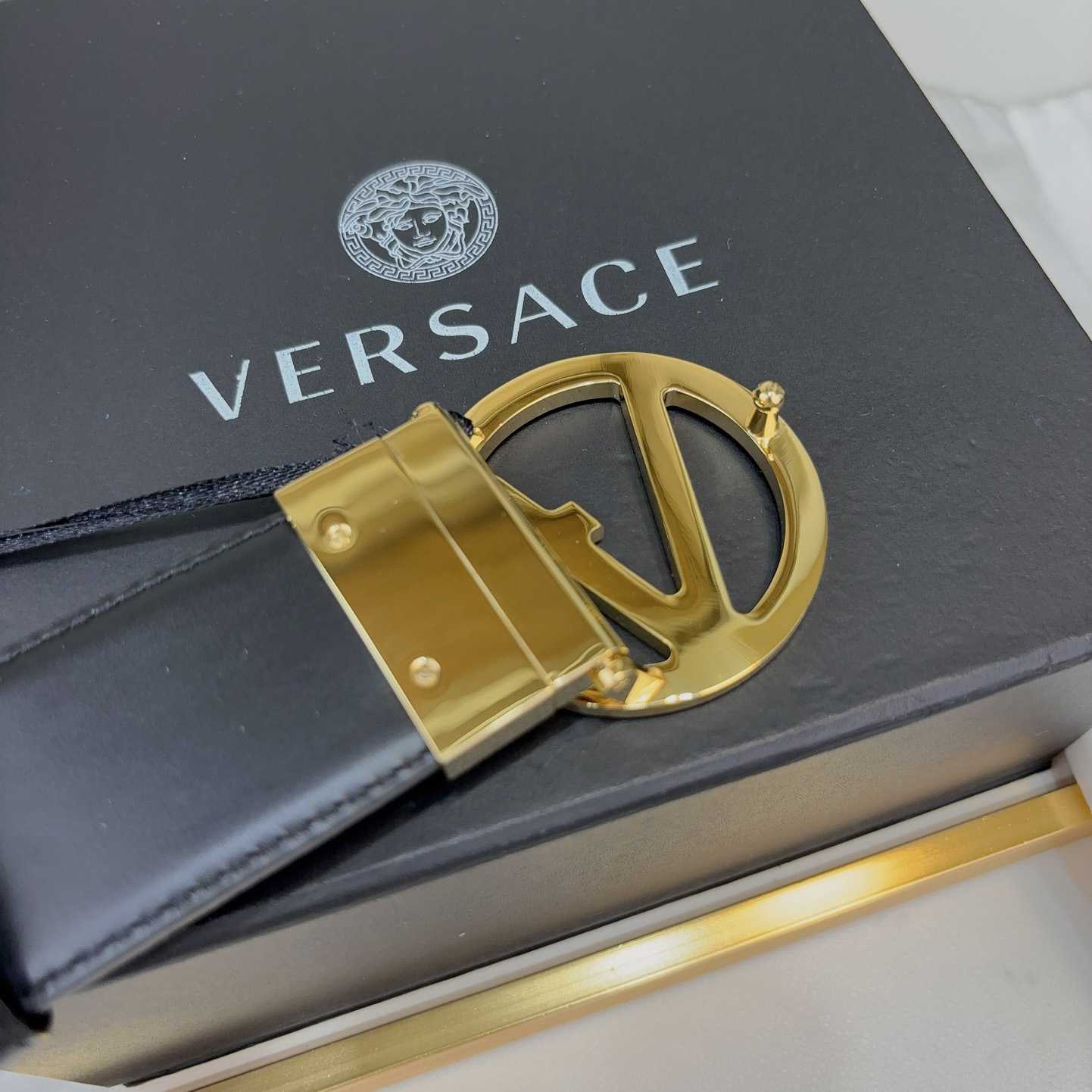 Versace Leather Belt   40mm - FashionPlug