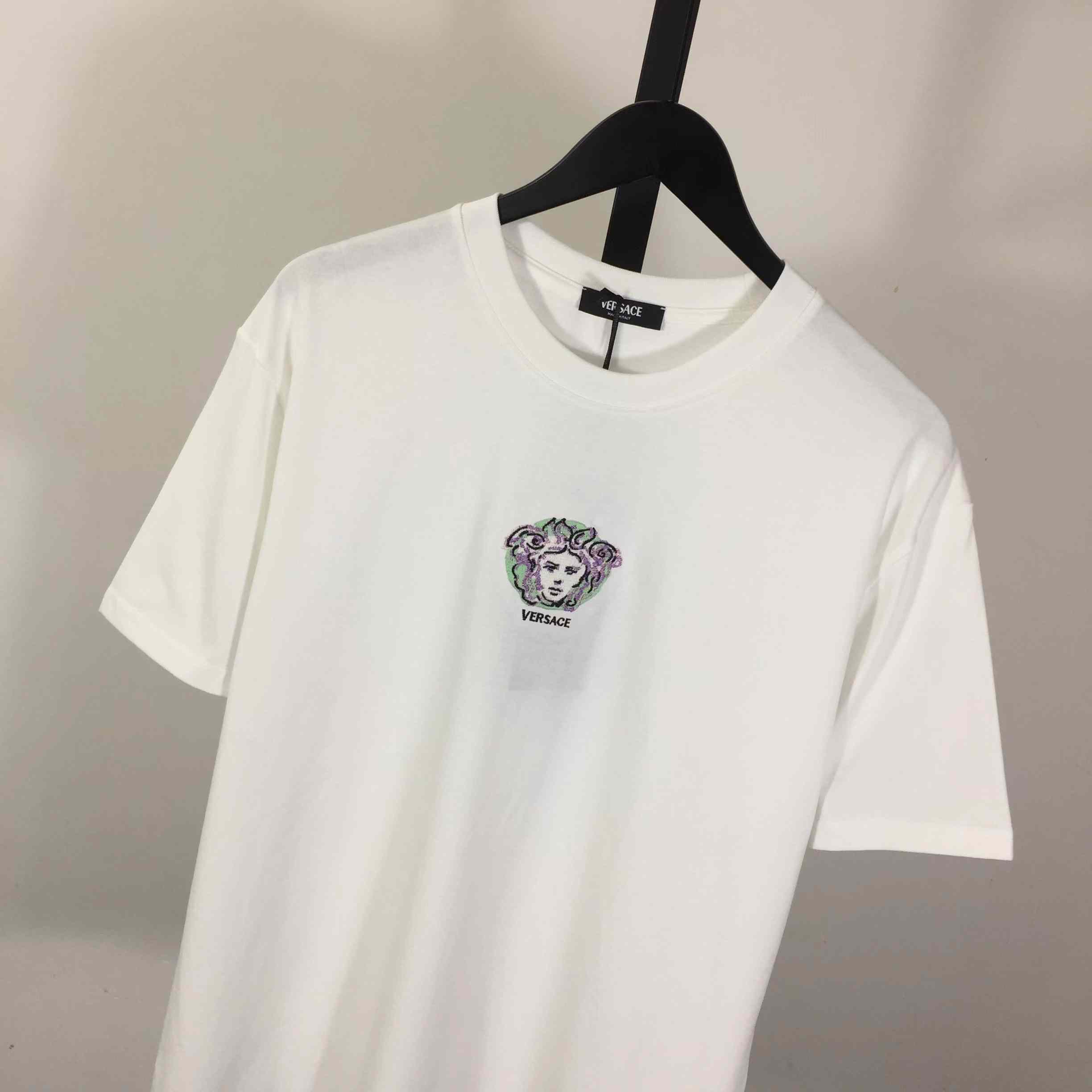 Versace Medusa Cotton T-shirt With Embroidery - FashionPlug