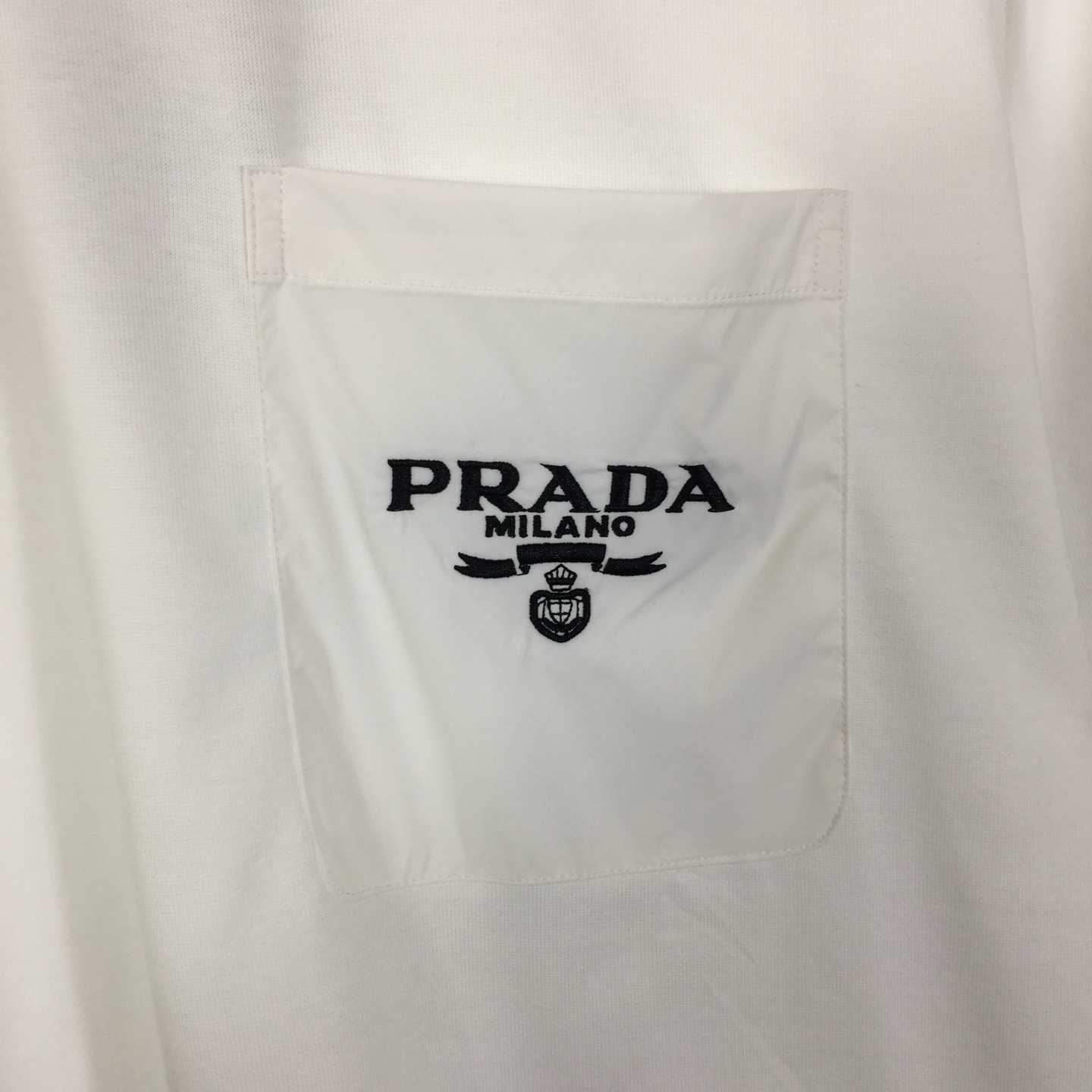 Prada T-shirt With Nylon Pocket And Letter Print - FashionPlug