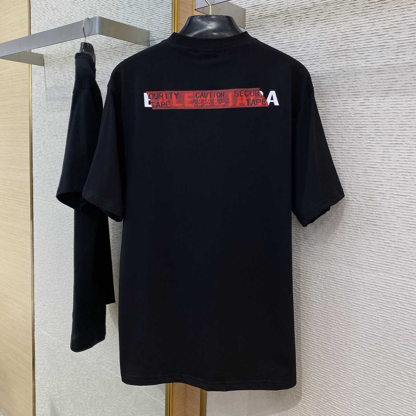 Balenciaga Taped Balenciaga Back T-Shirt Medium Fit In Black - FashionPlug