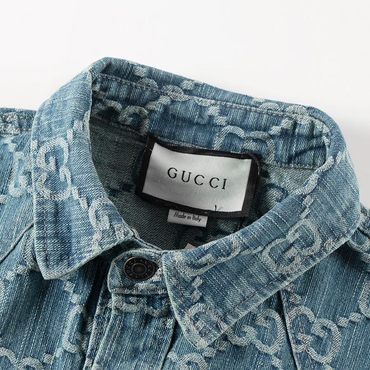 Gucci GG Monogram Denim Shirt - FashionPlug